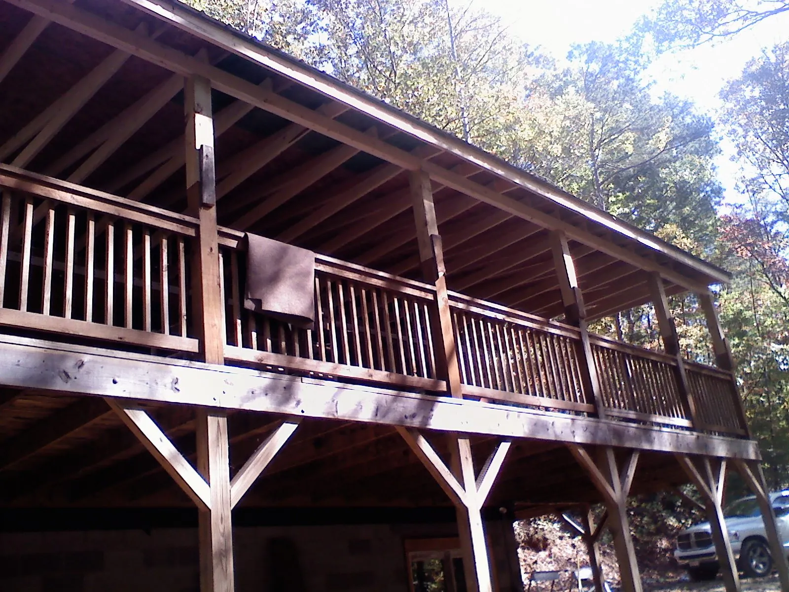 Timber framing under a new elevated porch and deck — Roof Leak Repair in French Camp by Roofing Brothers